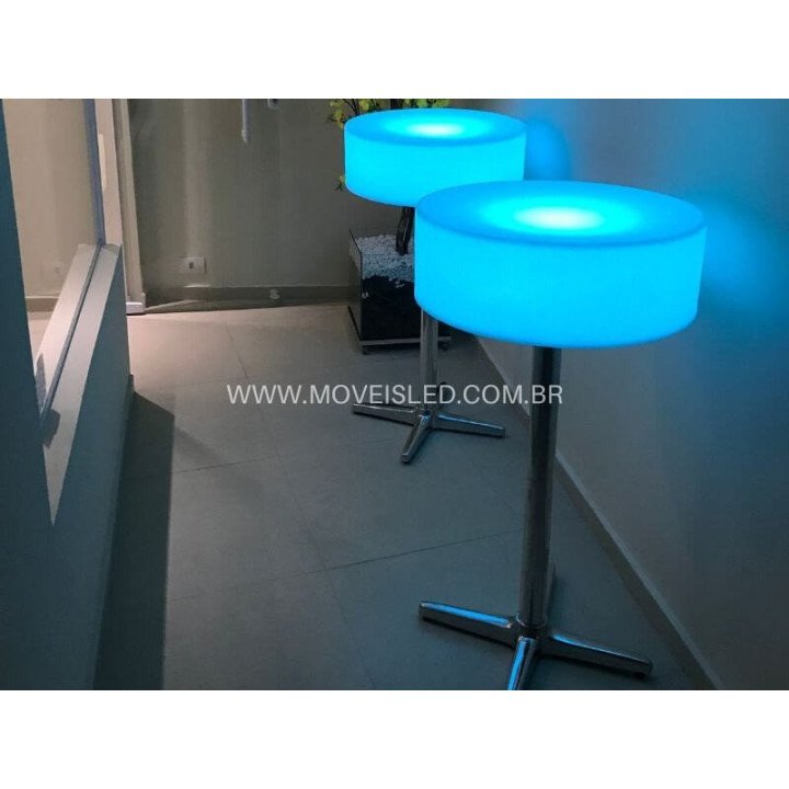 Locação de Mesa Bistrô de LED Pé Alumínio em SP | Móveis Led