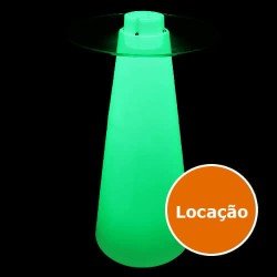 Mesa Bistro Alta de led em cone com vidro - Locação