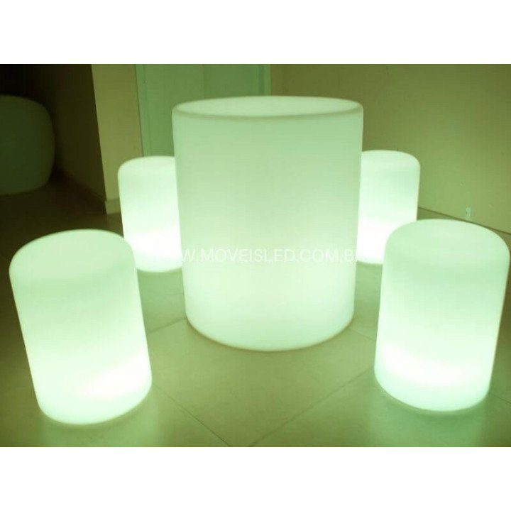 Locação de Puff Cilindro de LED 43 cm em São Paulo | Móveis Led