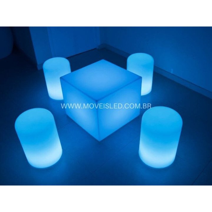 Locação de Puff Cilindro de LED 43 cm em São Paulo | Móveis Led