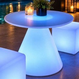 Locação de Mesa Redonda de LED 90 cm em SP | Móveis Led